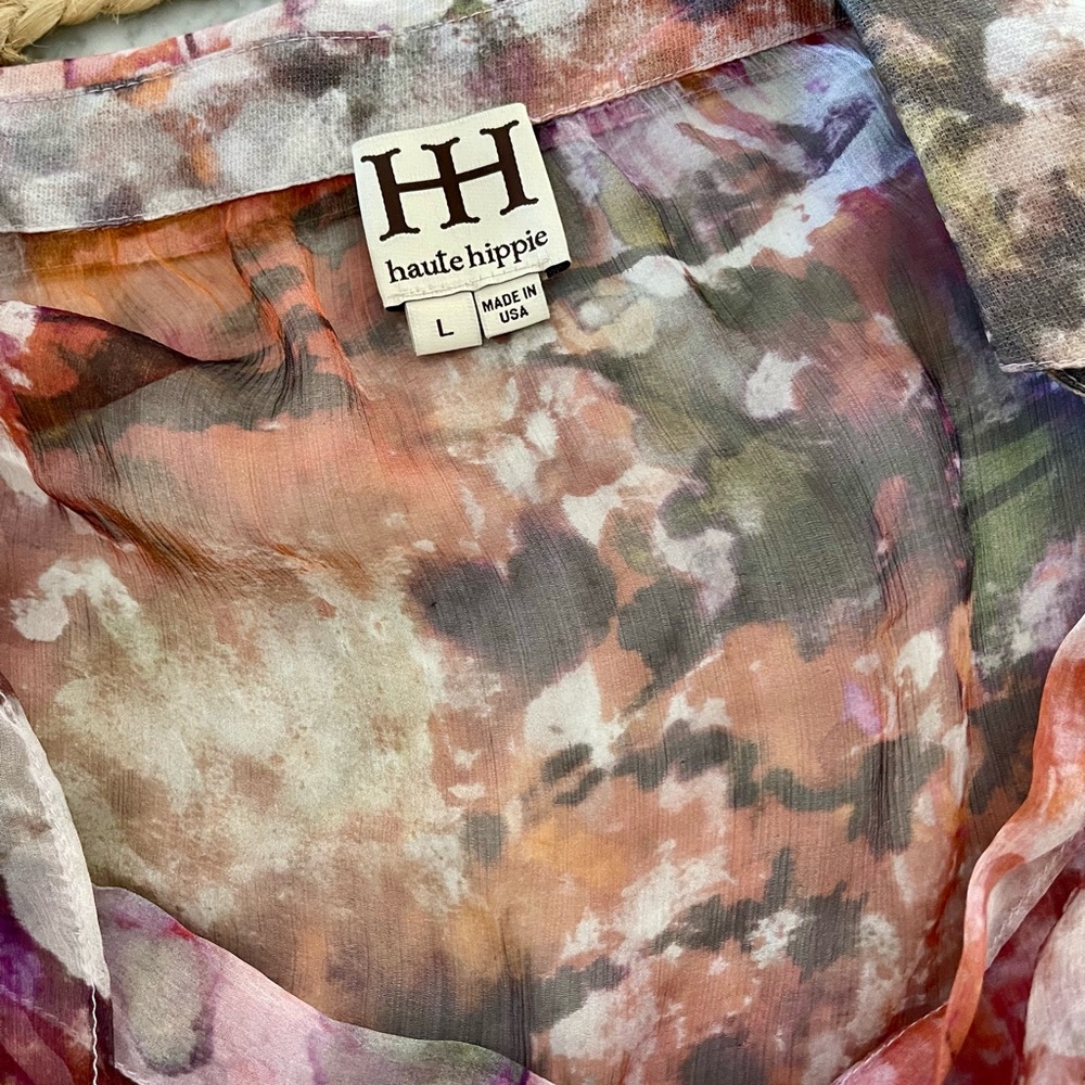 Haute Hippie sheer floral top/coverup